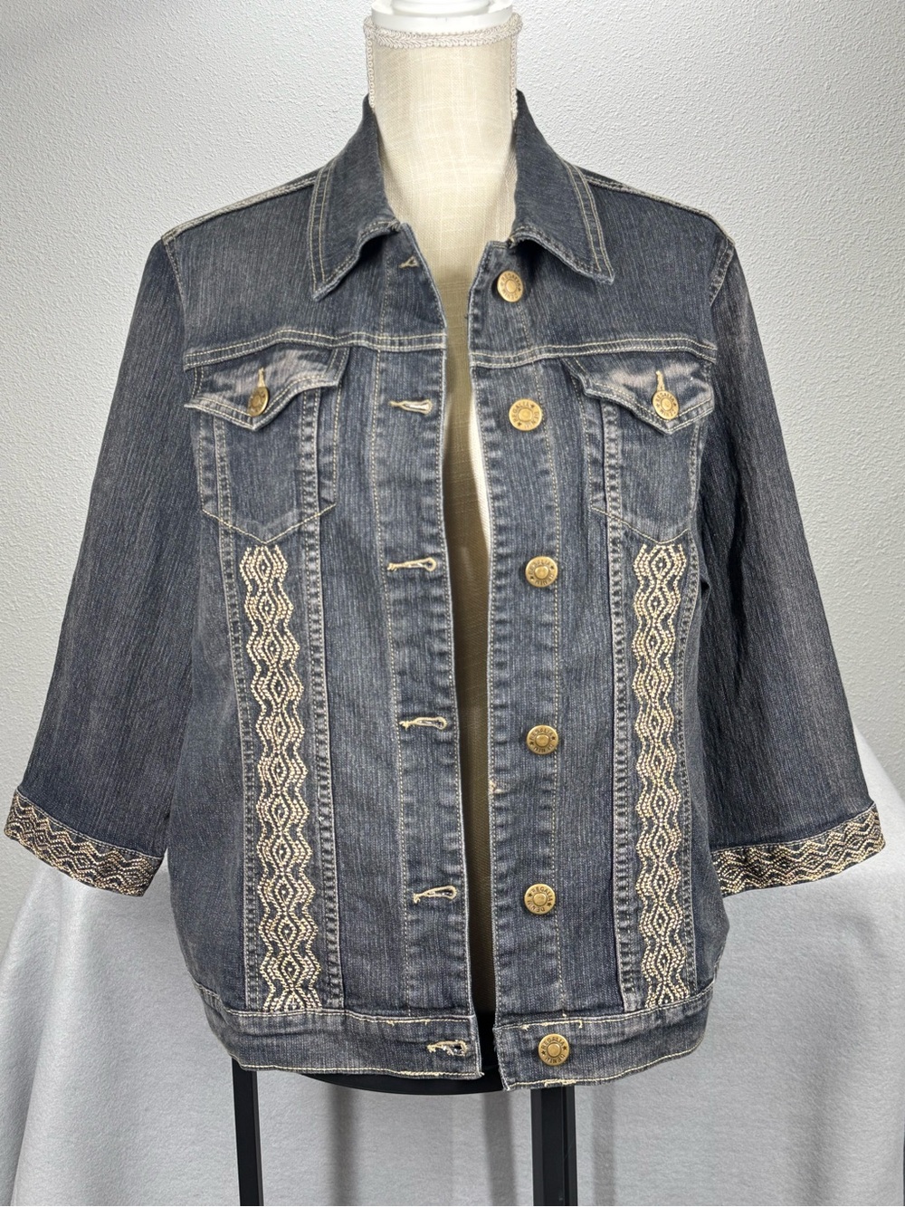 Koret Embroidered Jean Jacket 3/4 Sleeve 14